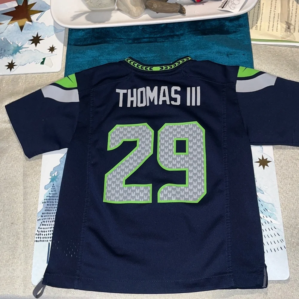Seattle Seahawks Football Jersey Blue Green Kid's M Boy Girl NFL #29 THOMAS III